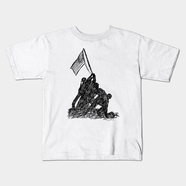 Iwo Jima - Black and White Kids T-Shirt by Aeriskate